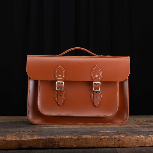 15-Inch Briefcase Satchel in British Tan