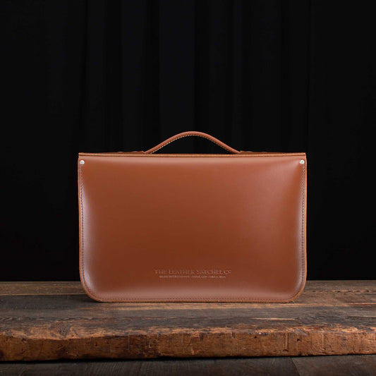 14-Inch Briefcase Satchel in Chestnut Brown