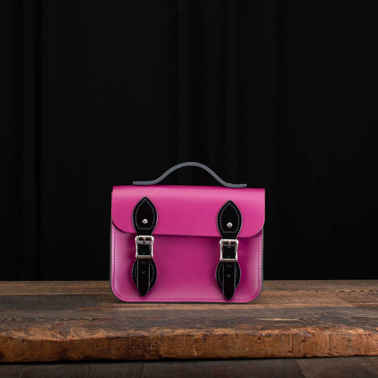 8.5-Inch Festival Satchel in Patent Pitch Black an Boysenberry
