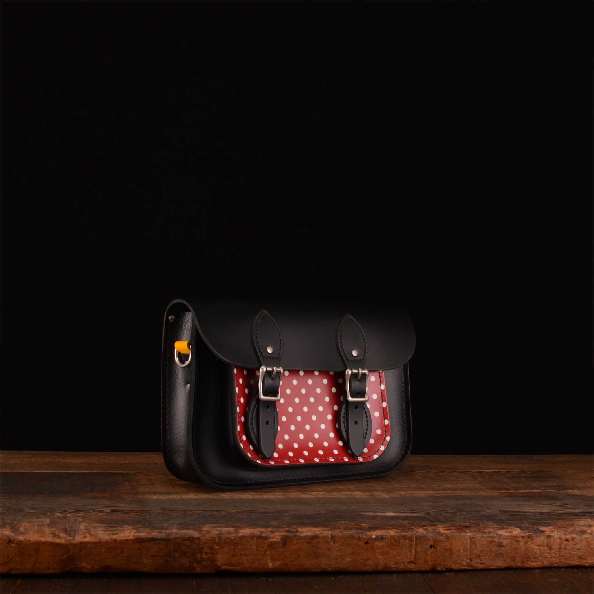 11-Inch Classic Satchel in Charcoal Black with Minnie Polka Dot Print