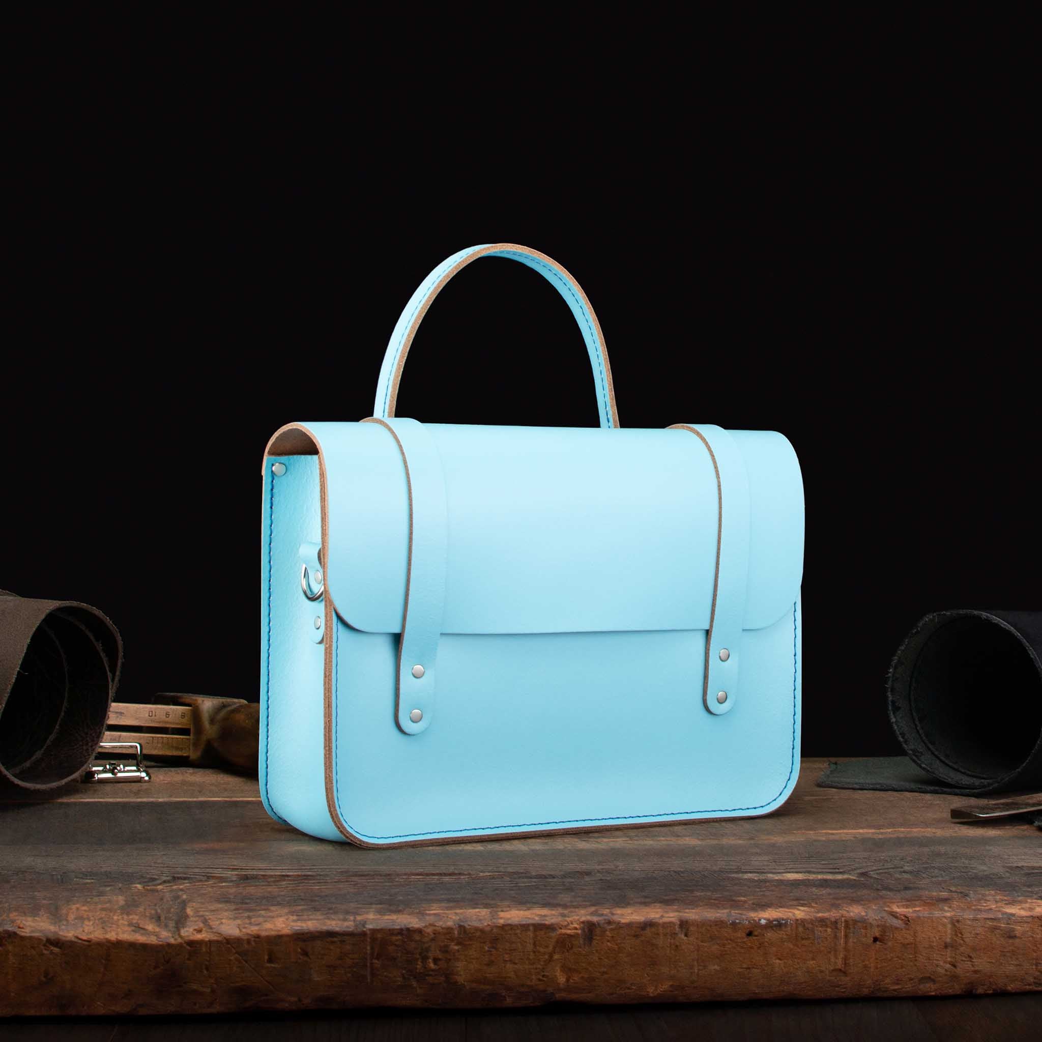 Mini Music Case made from Baby Blue Leather