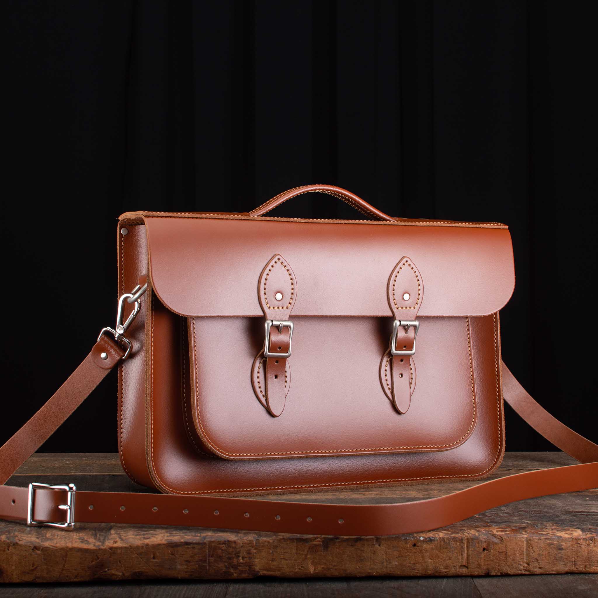 15-Inch Briefcase Satchel in British Tan
