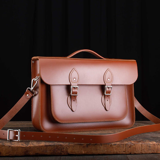 15-Inch Briefcase Satchel in British Tan