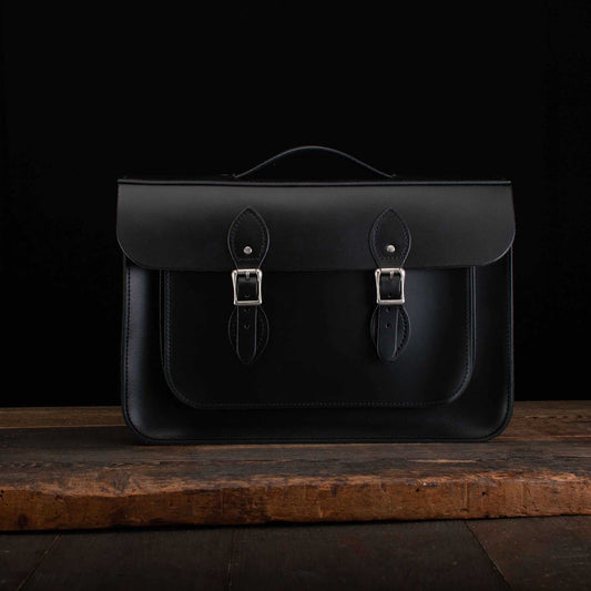 15-Inch Briefcase Satchel with Backpack Straps in Charcoal Black