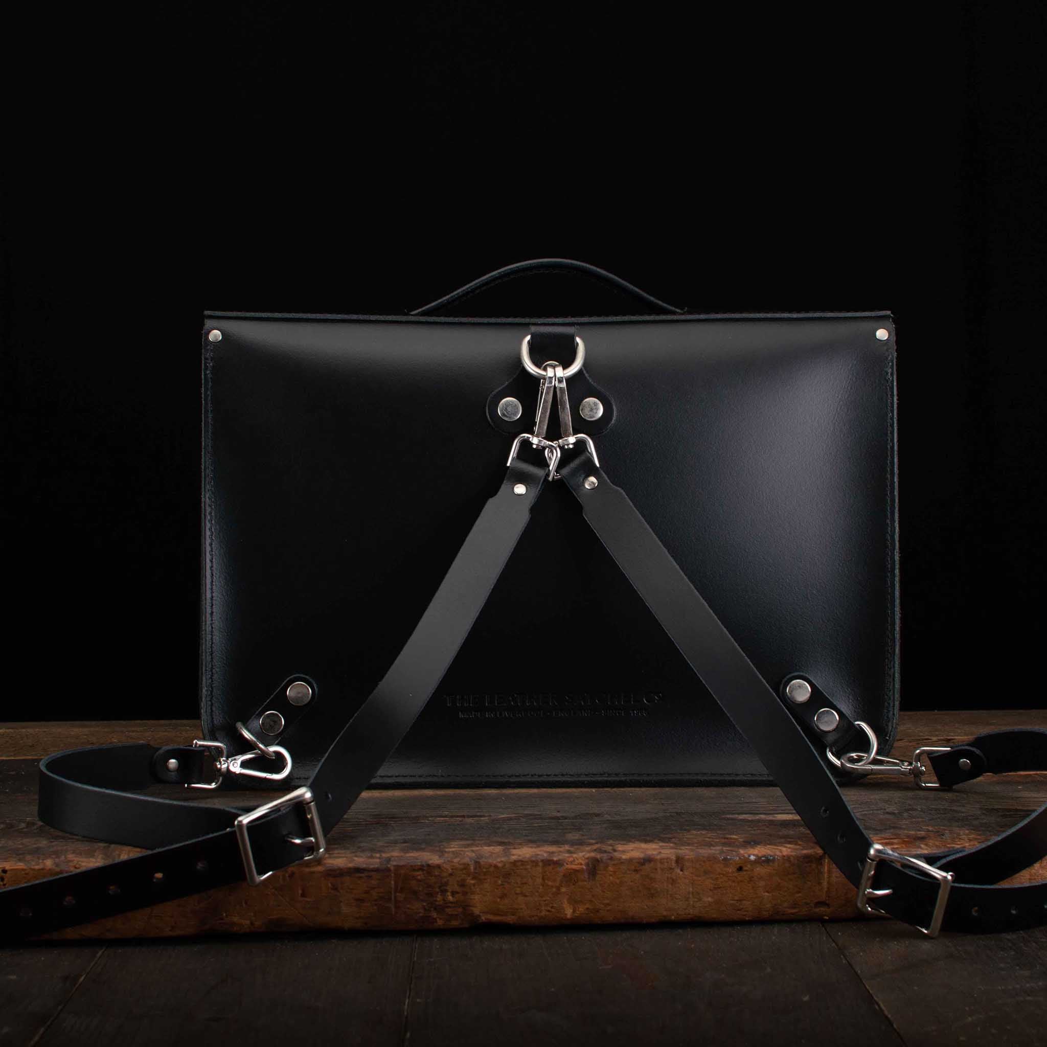 15-Inch Briefcase Satchel with Backpack Straps in Charcoal Black