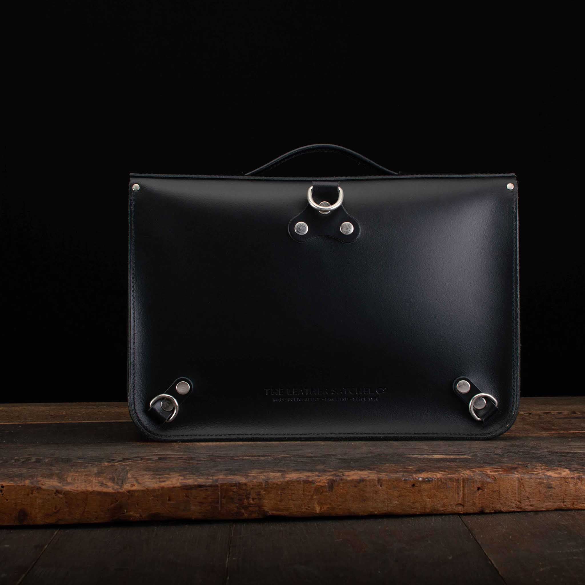 15-Inch Briefcase Satchel with Backpack Straps in Charcoal Black