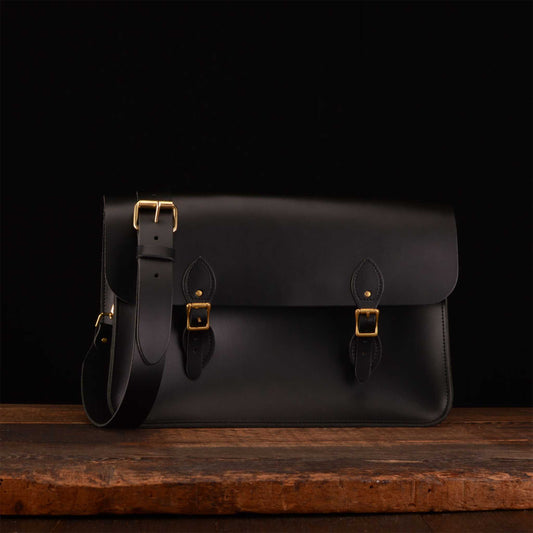 16.5-Inch Classic Satchel in Charcoal Black
