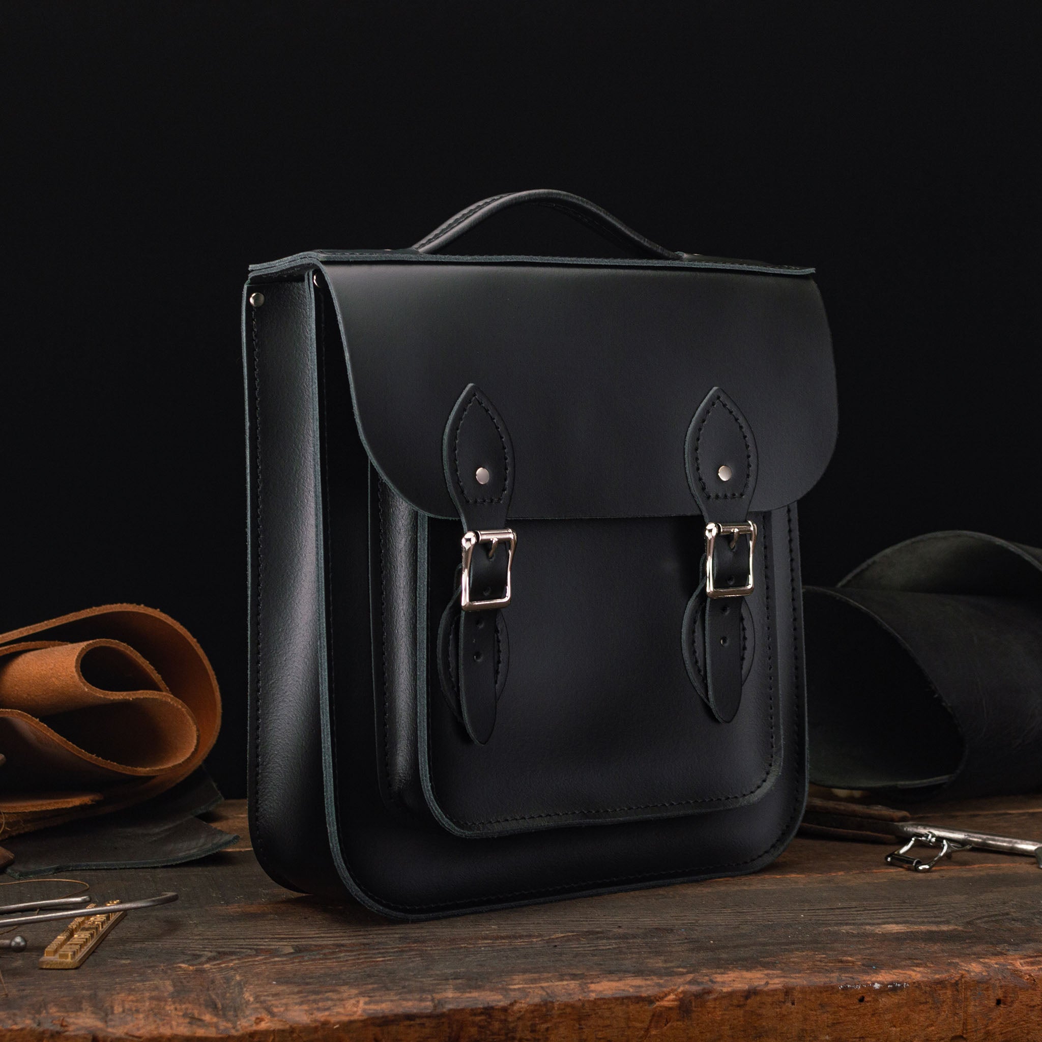 Small Portrait Backpack in Charcoal Black
