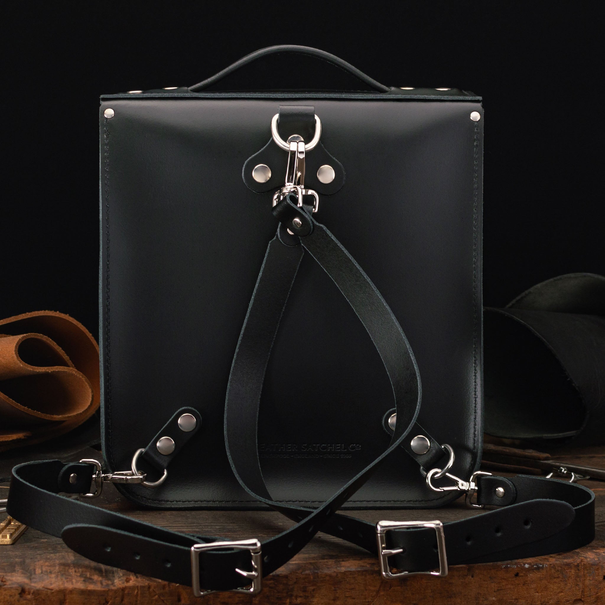 Small Portrait Backpack in Charcoal Black