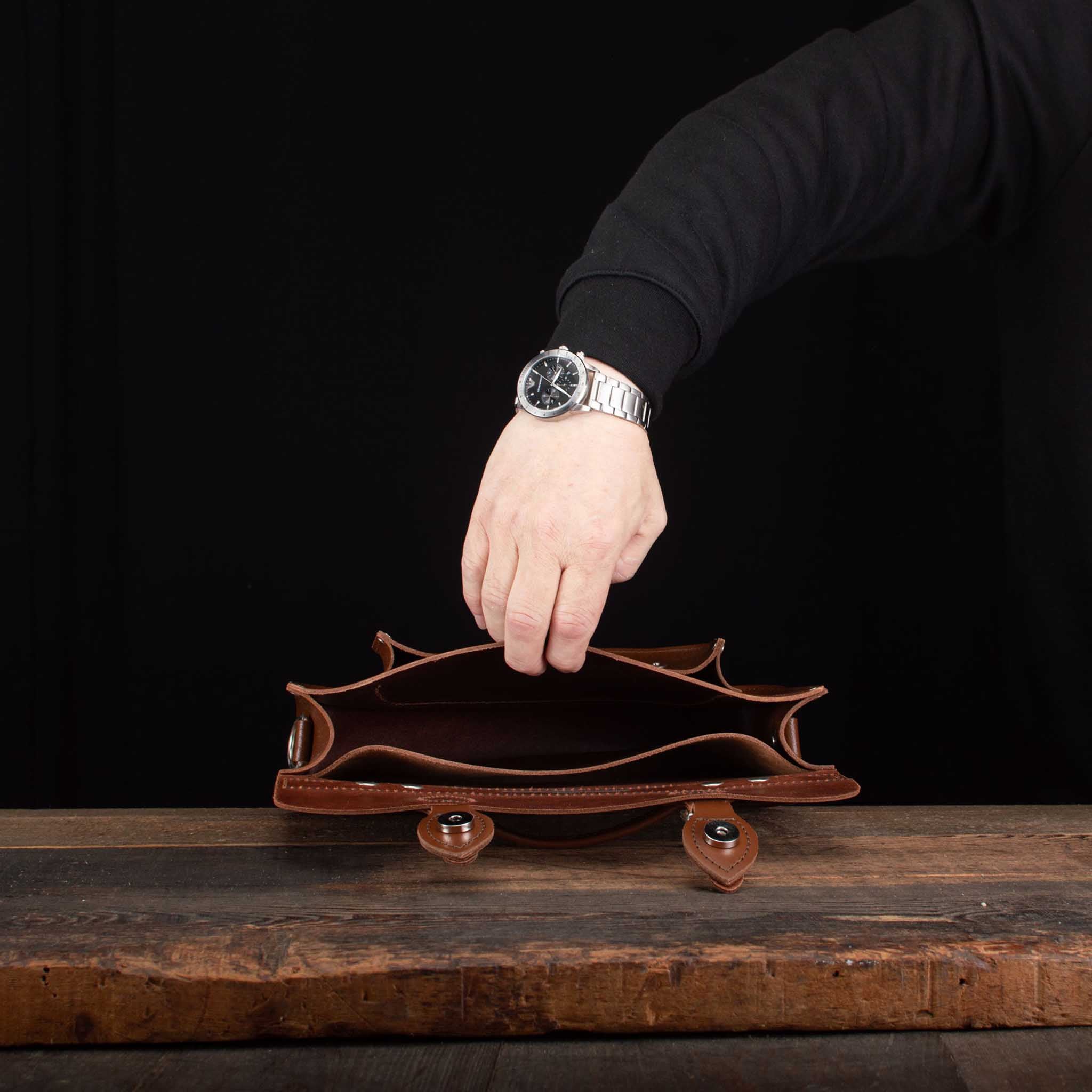 12.5-Inch Briefcase Satchel in Chestnut Brown