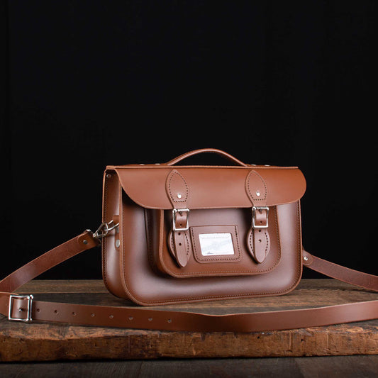 12.5-Inch Briefcase Satchel in Chestnut Brown