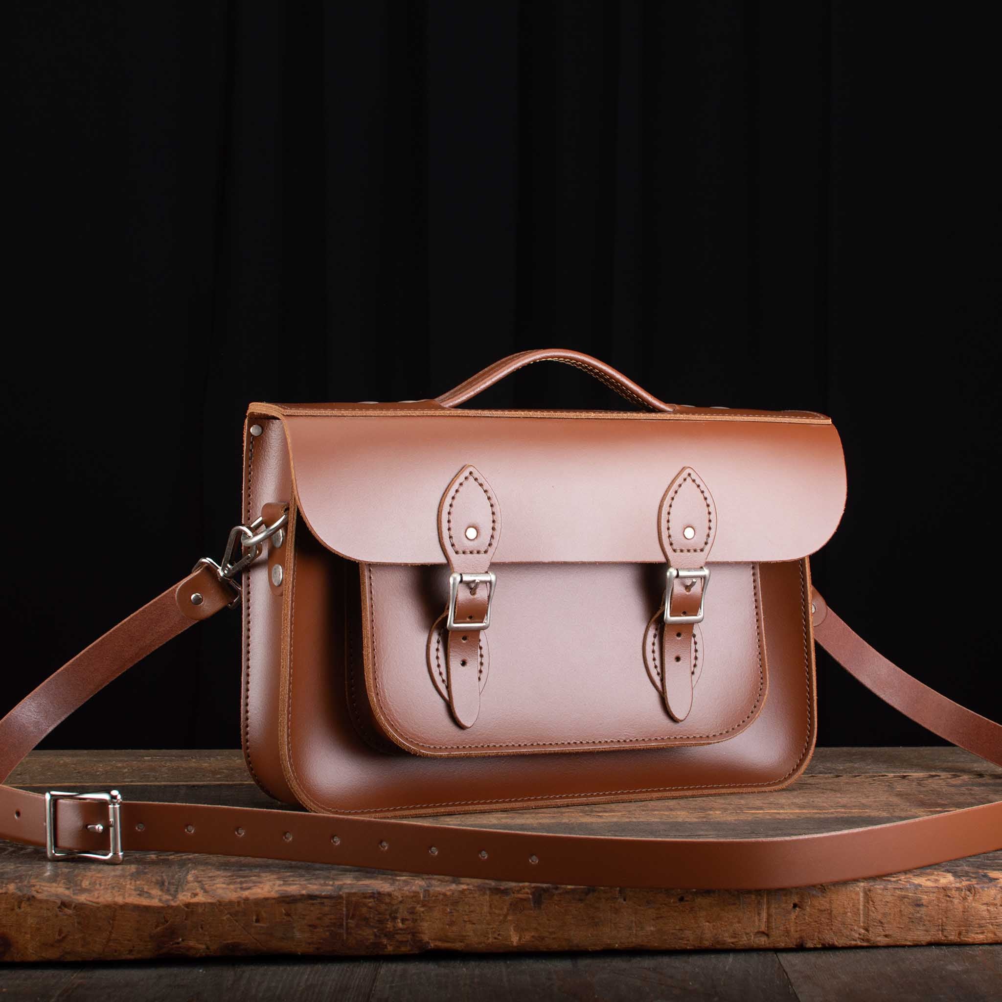 14-Inch Briefcase Satchel in Chestnut Brown