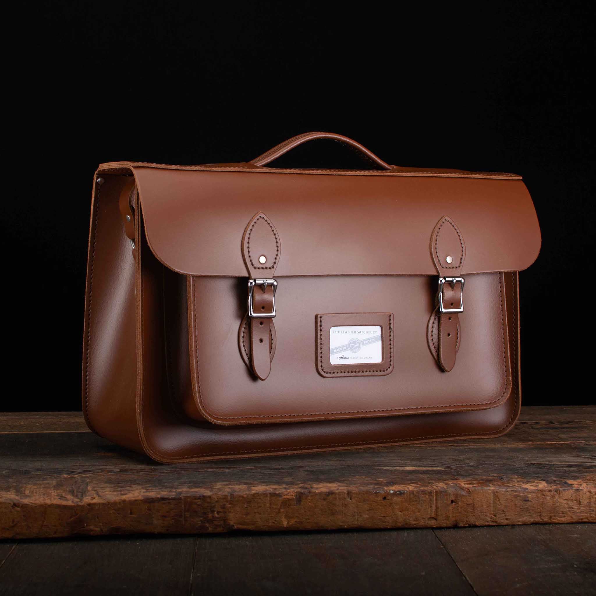 16.5-Inch Briefcase Satchel in Chestnut Brown