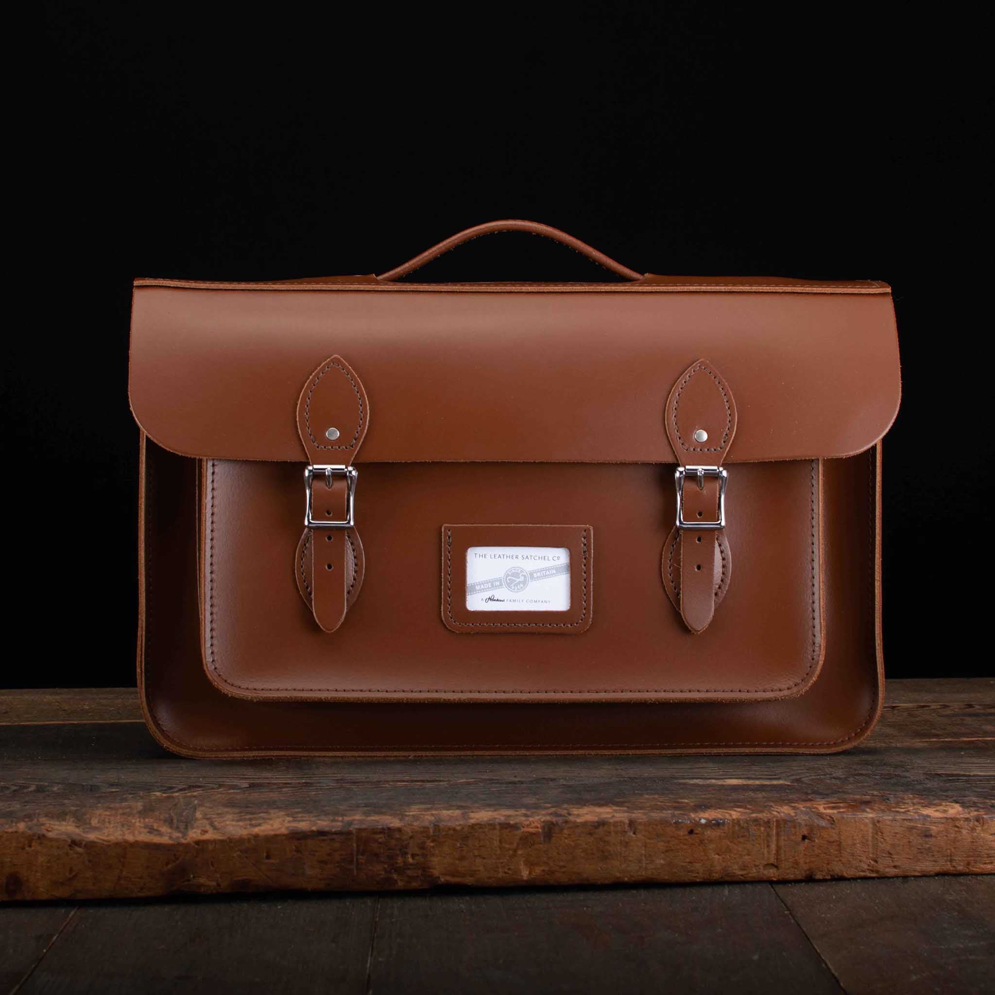 16.5-Inch Briefcase Satchel in Chestnut Brown