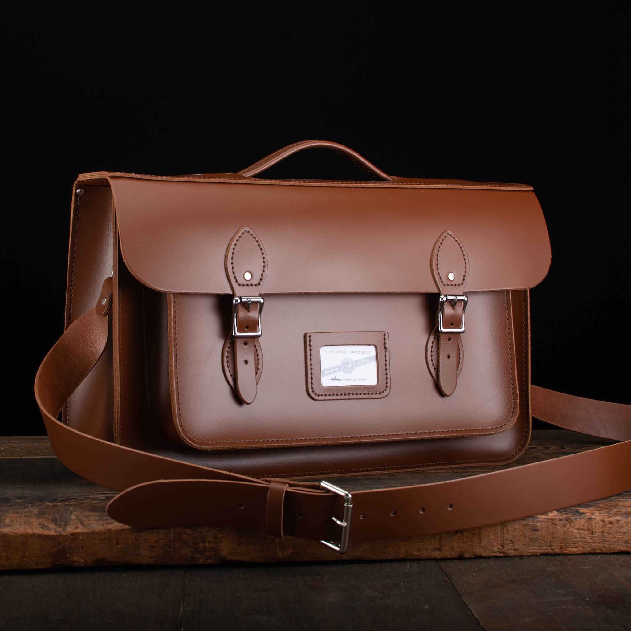 16.5-Inch Briefcase Satchel in Chestnut Brown