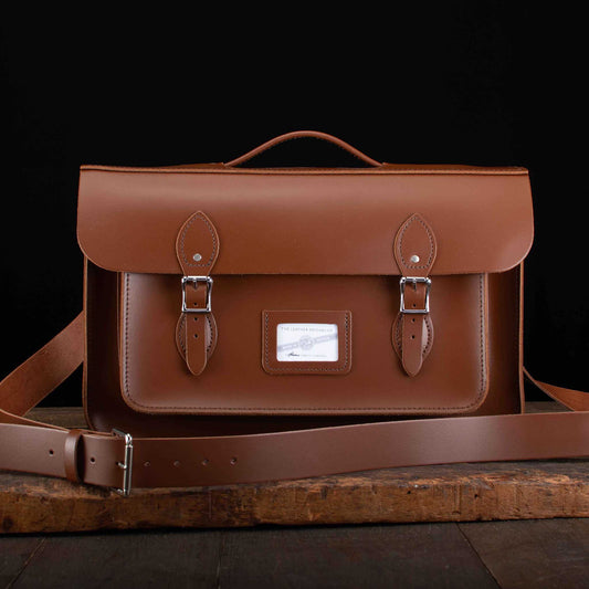 16.5-Inch Briefcase Satchel in Chestnut Brown