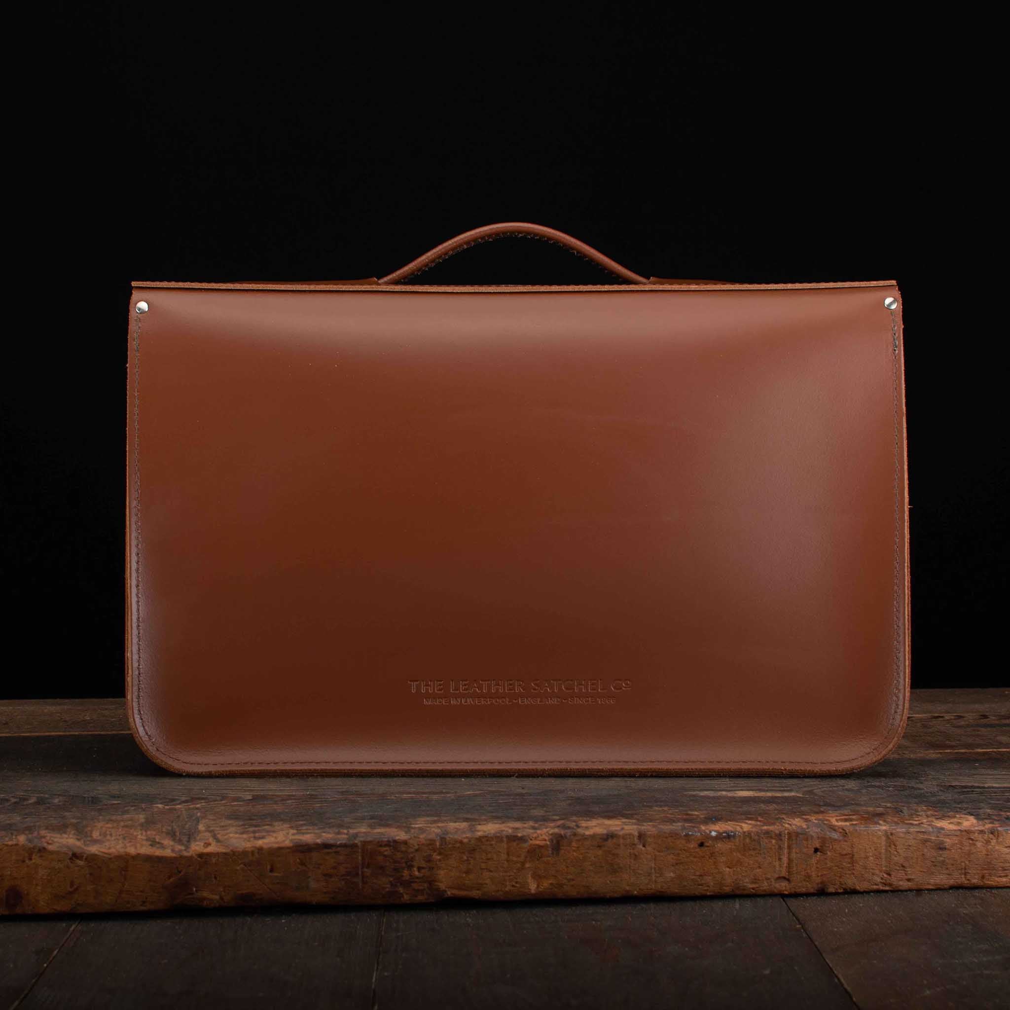 16.5-Inch Briefcase Satchel in Chestnut Brown