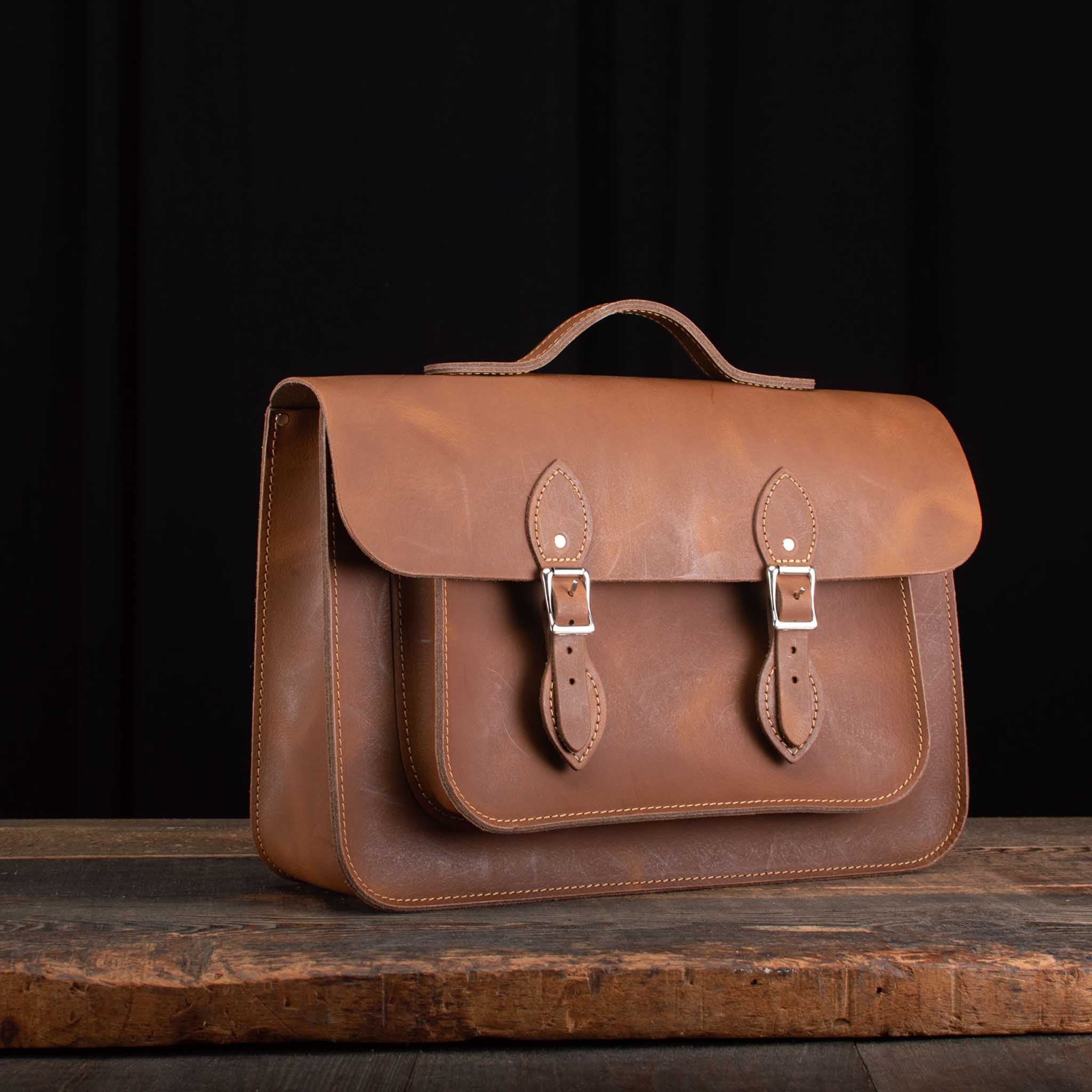 15-Inch Classic Satchel in Distressed Mocha Tree