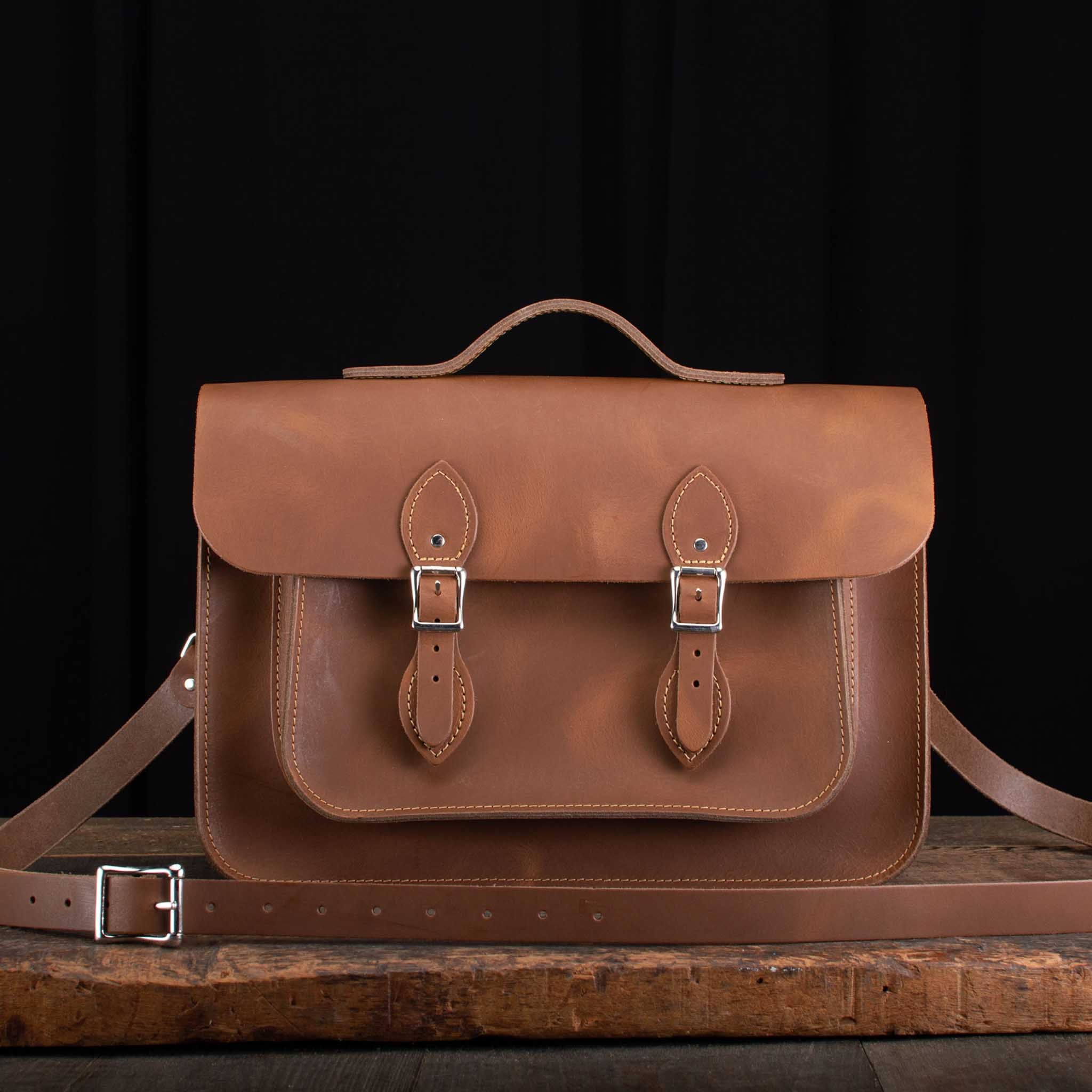 15-Inch Classic Satchel in Distressed Mocha Tree