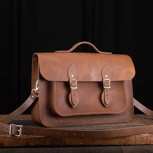 15-Inch Classic Satchel in Distressed Mocha Tree