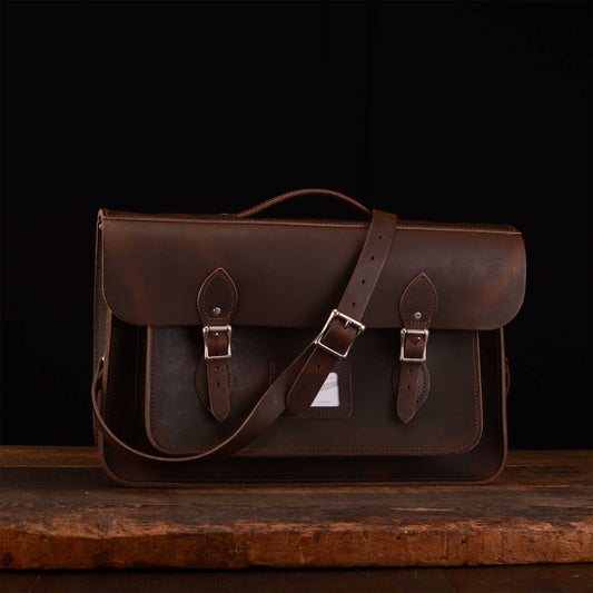 16.5-Inch Briefcase Satchel In Distressed Walnut Husk