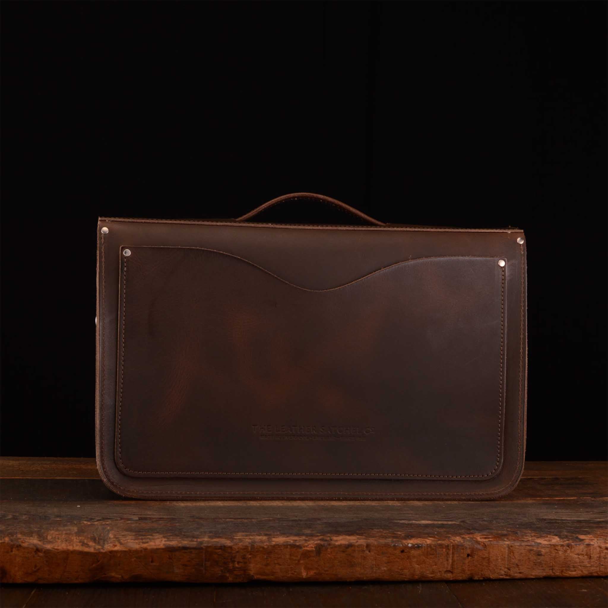 16.5-Inch Briefcase Satchel In Distressed Walnut Husk