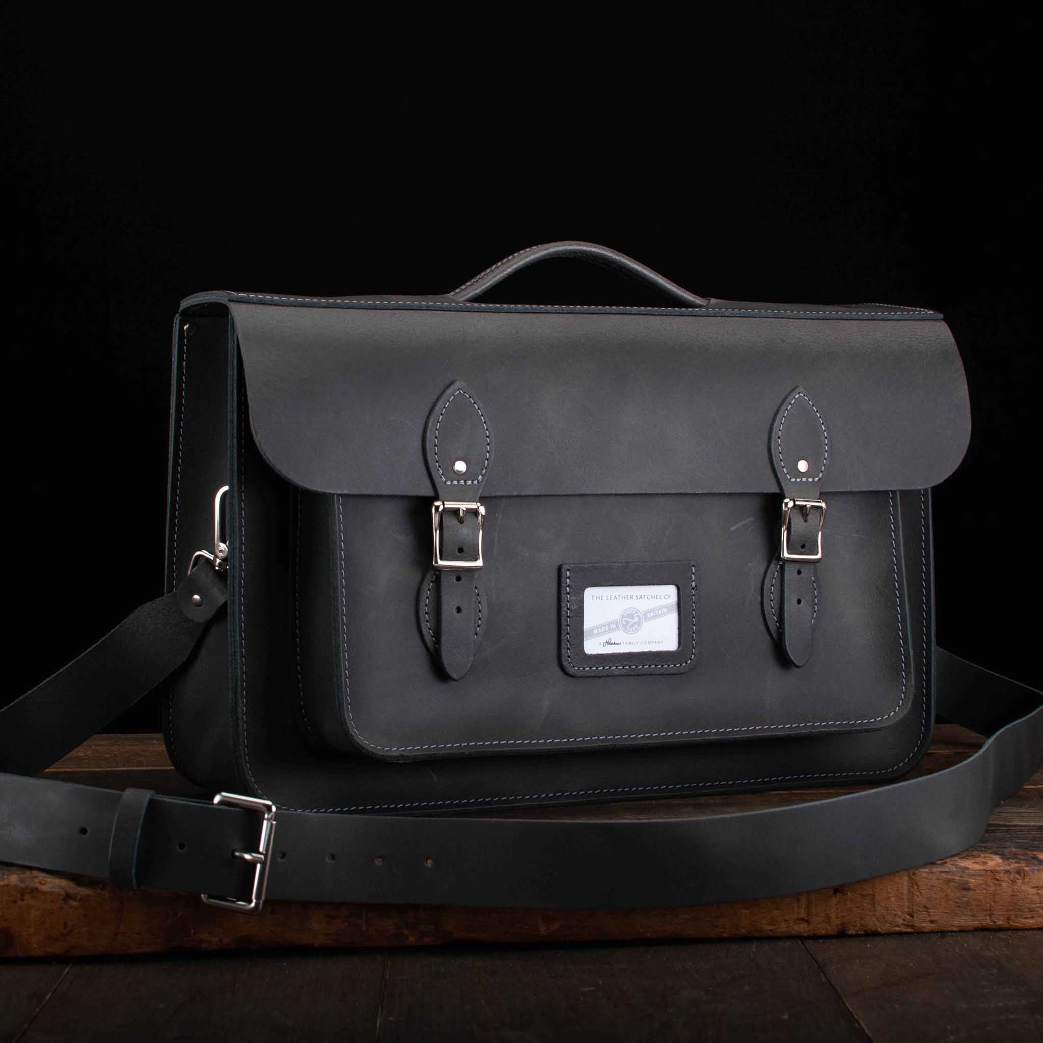 16.5-Inch Briefcase Satchel in Distressed Wrought Iron