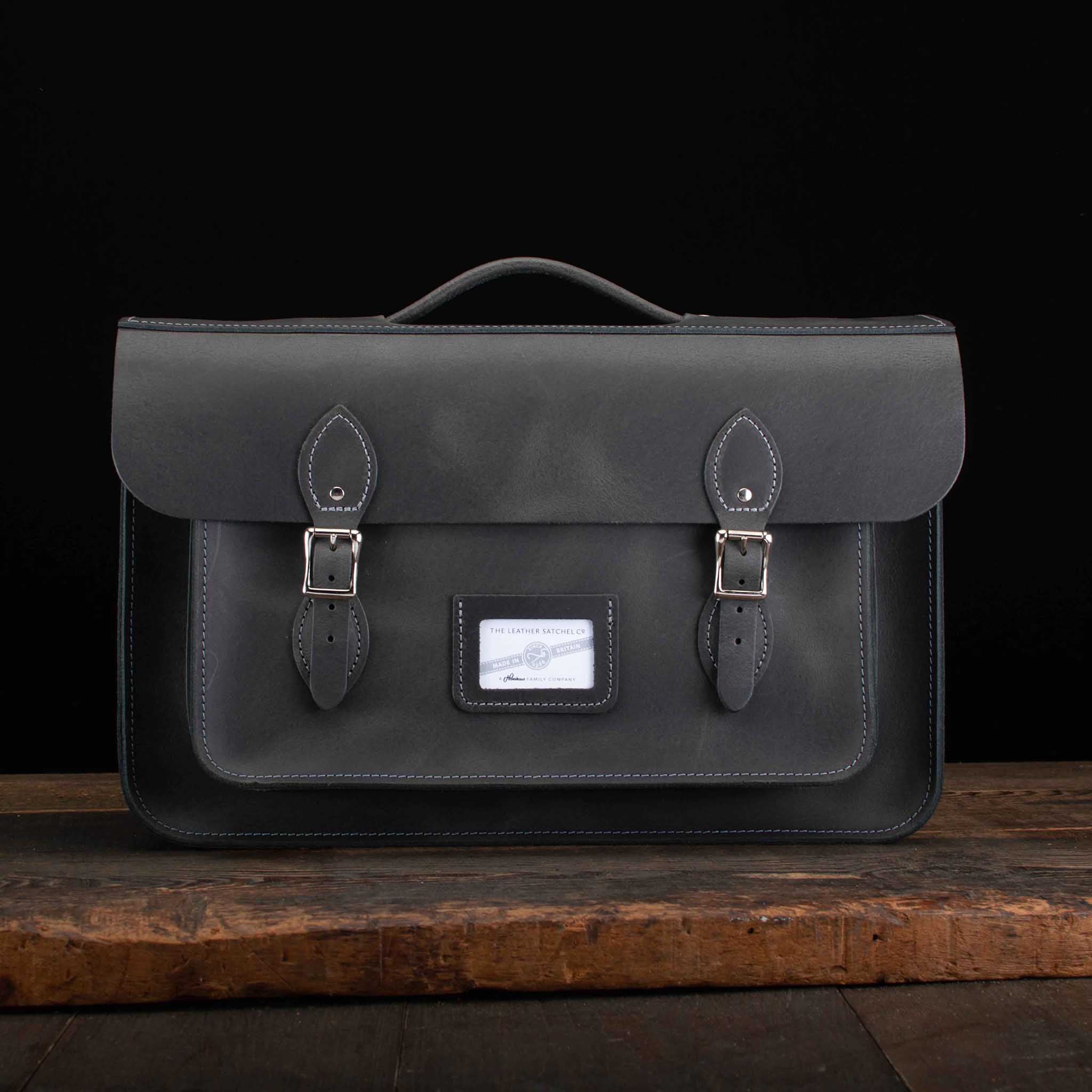 16.5-Inch Briefcase Satchel in Distressed Wrought Iron