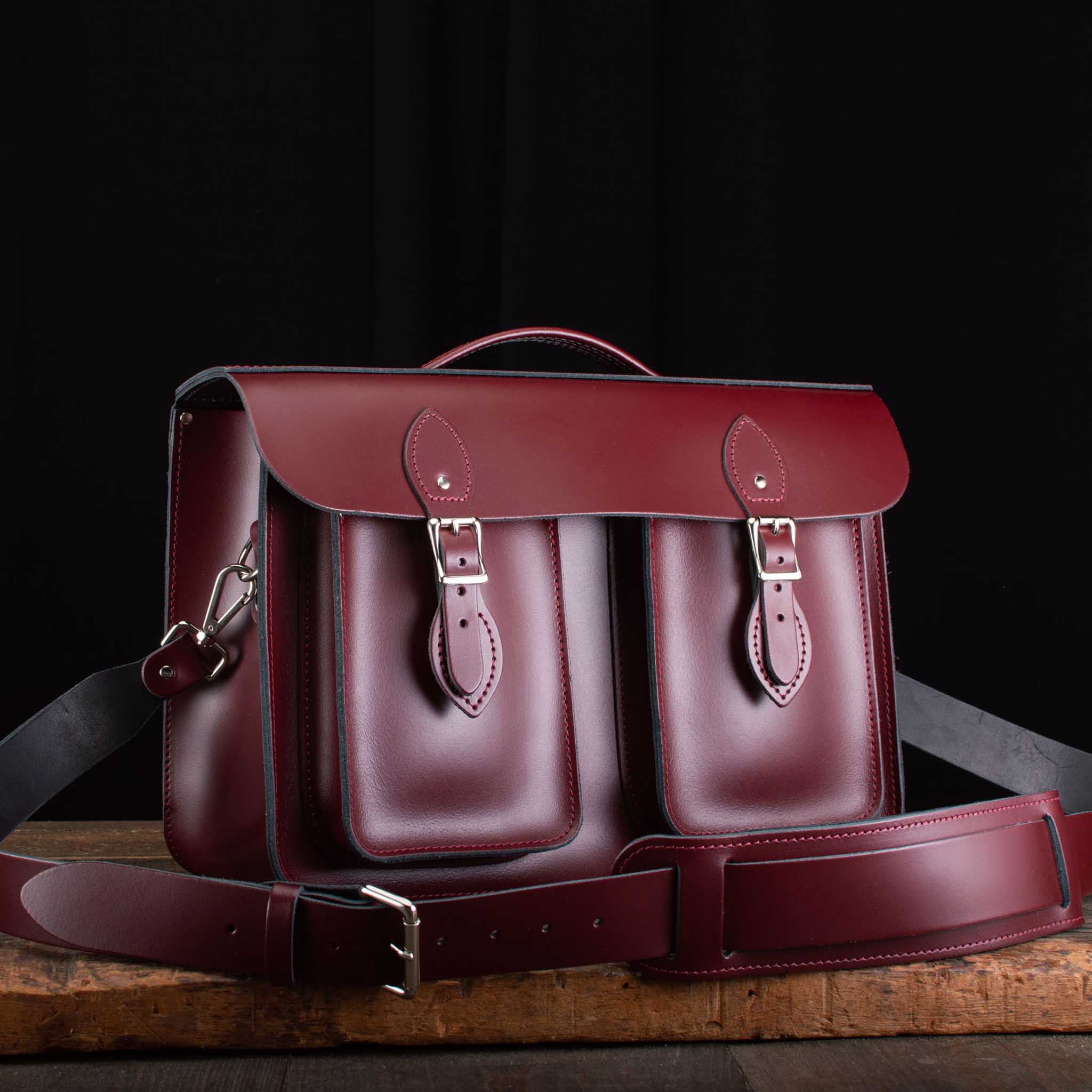 15-Inch Briefcase Satchel in Mulberry Bush with two Front Pockets