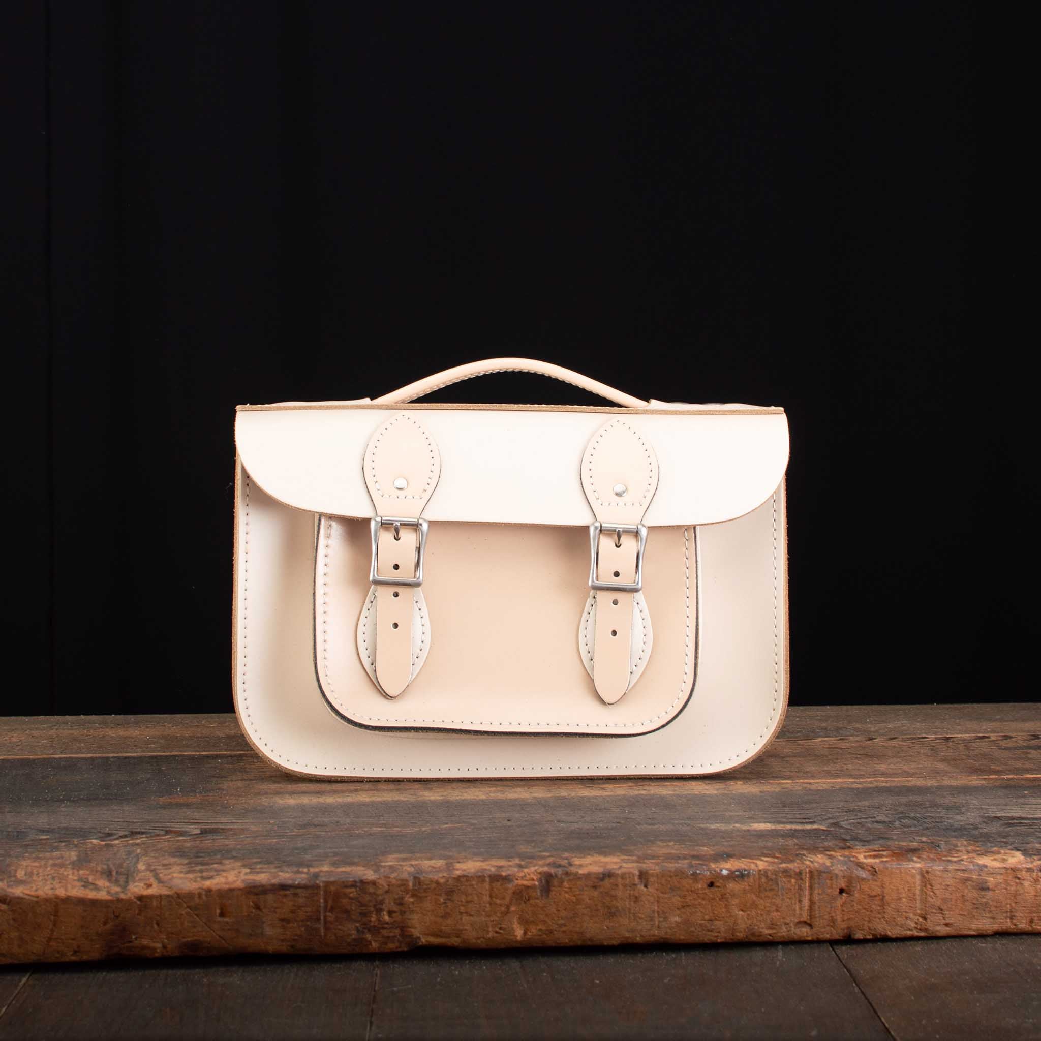 11-Inch Briefcase Satchel in Cloud Cream and Patent Naked Taupe