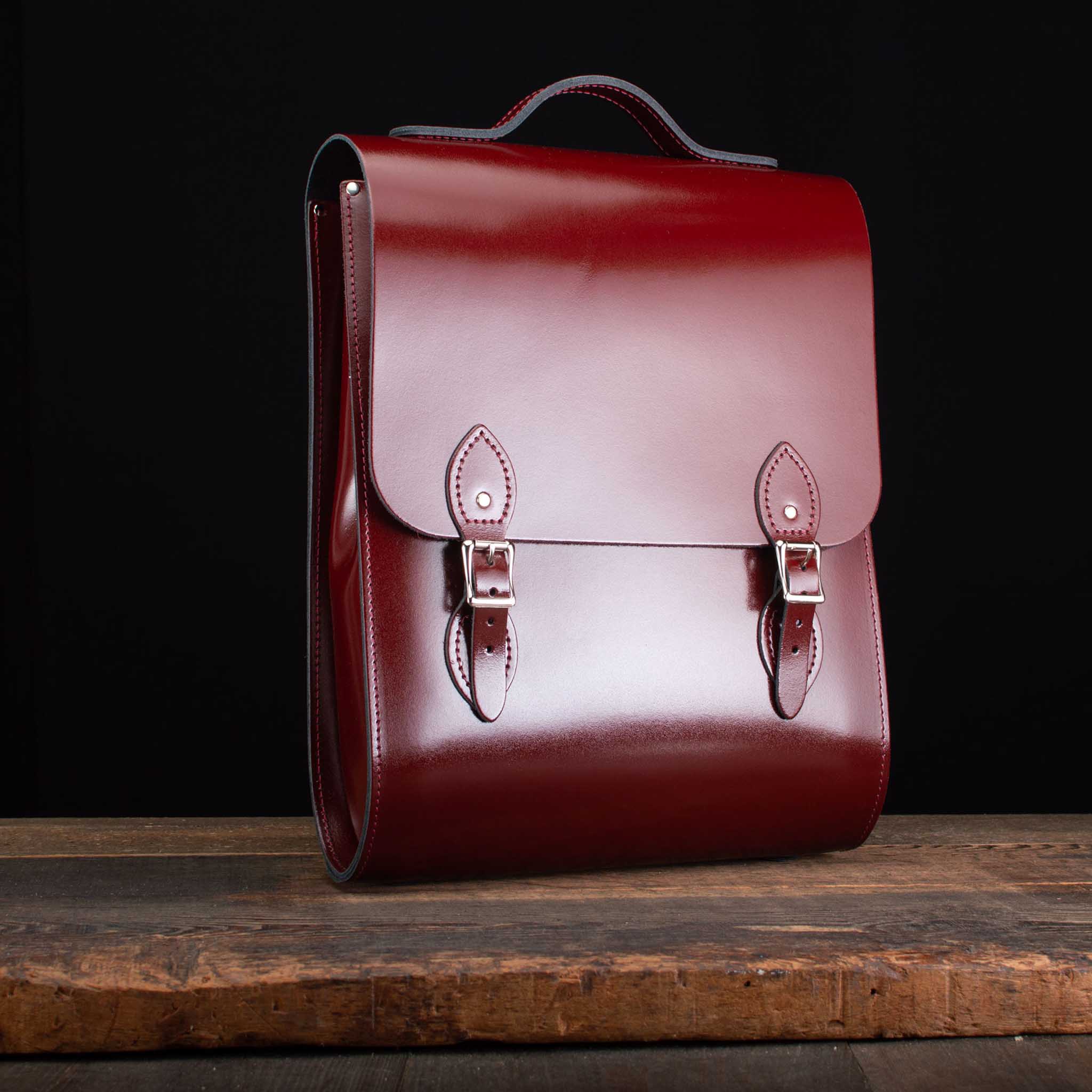 Medium Windsor Backpack in Patent Oxblood