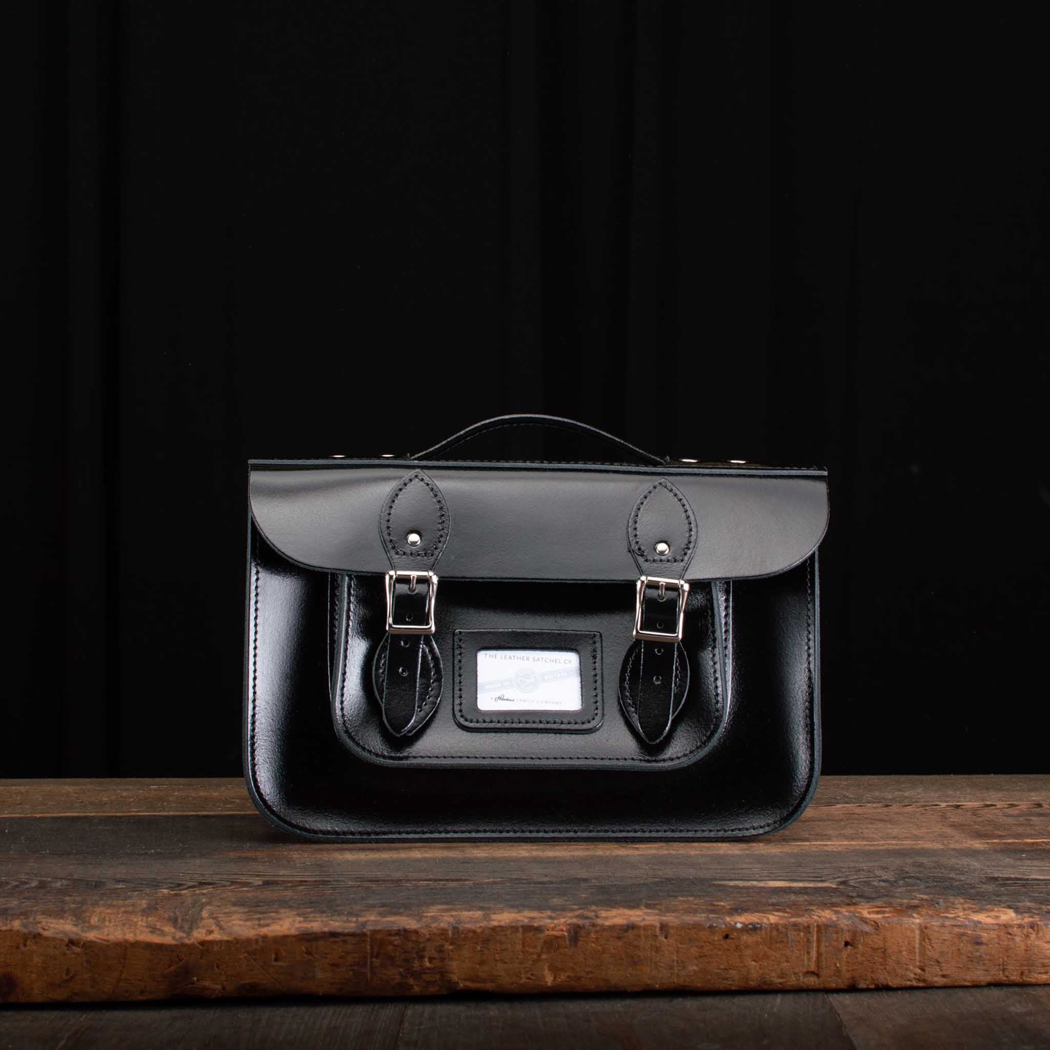 12.5-Inch Briefcase Satchel in Patent Pitch Black