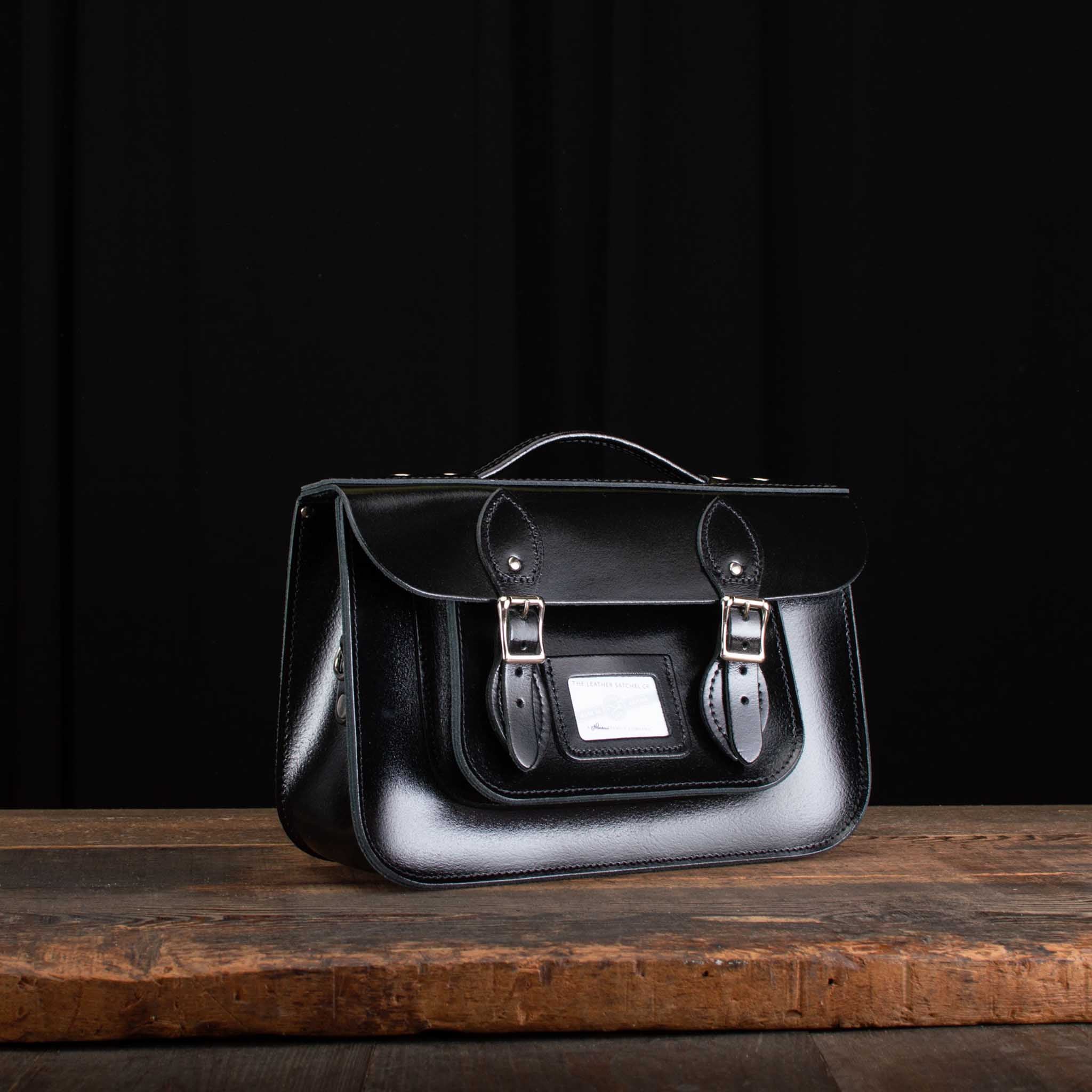 12.5-Inch Briefcase Satchel in Patent Pitch Black