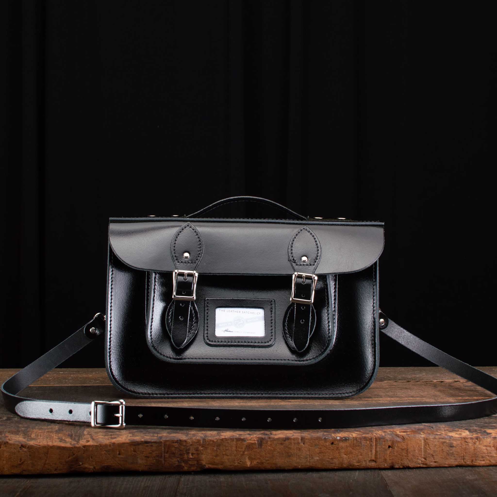 12.5-Inch Briefcase Satchel in Patent Pitch Black