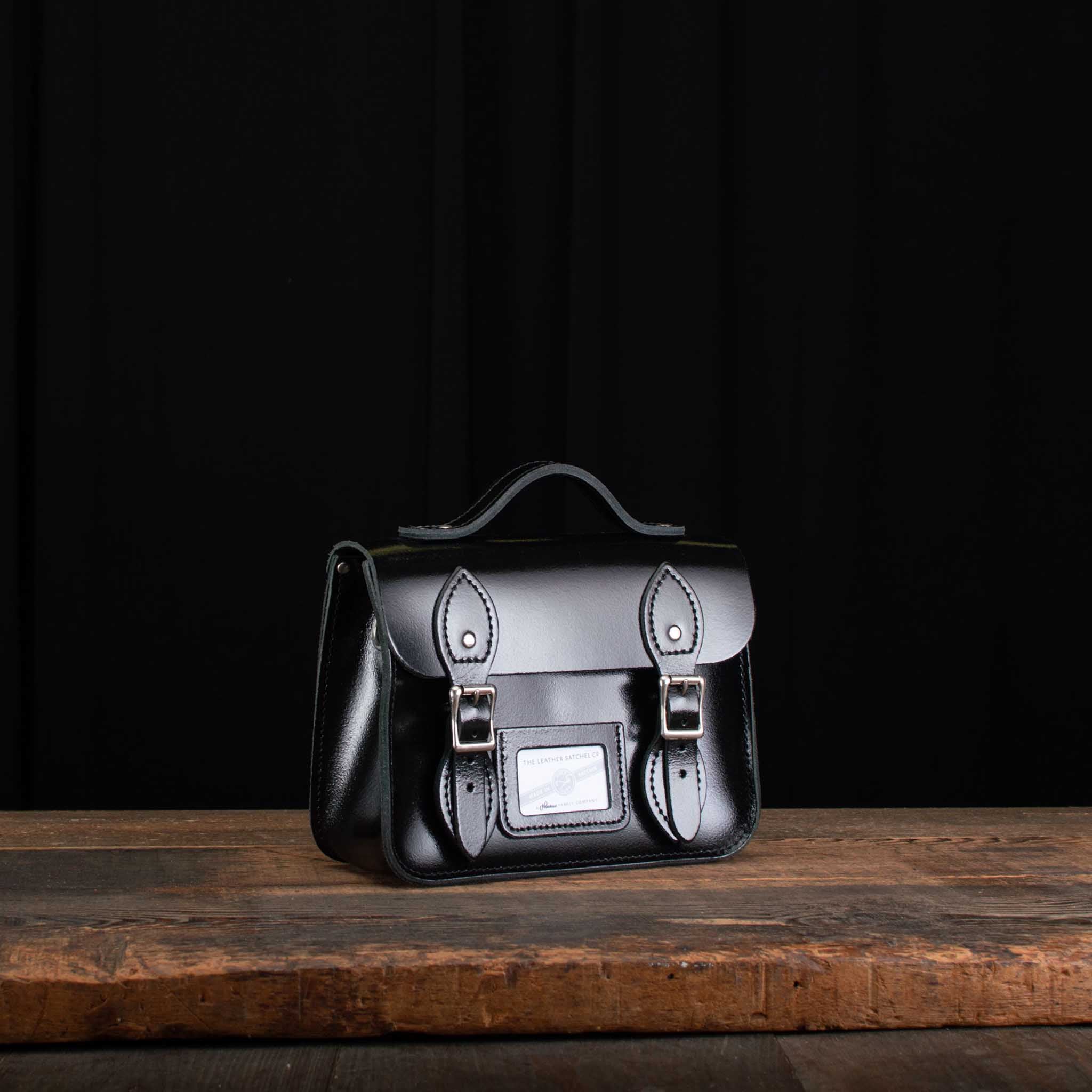 8.5-Inch Festival Satchel in Patent Pitch Black