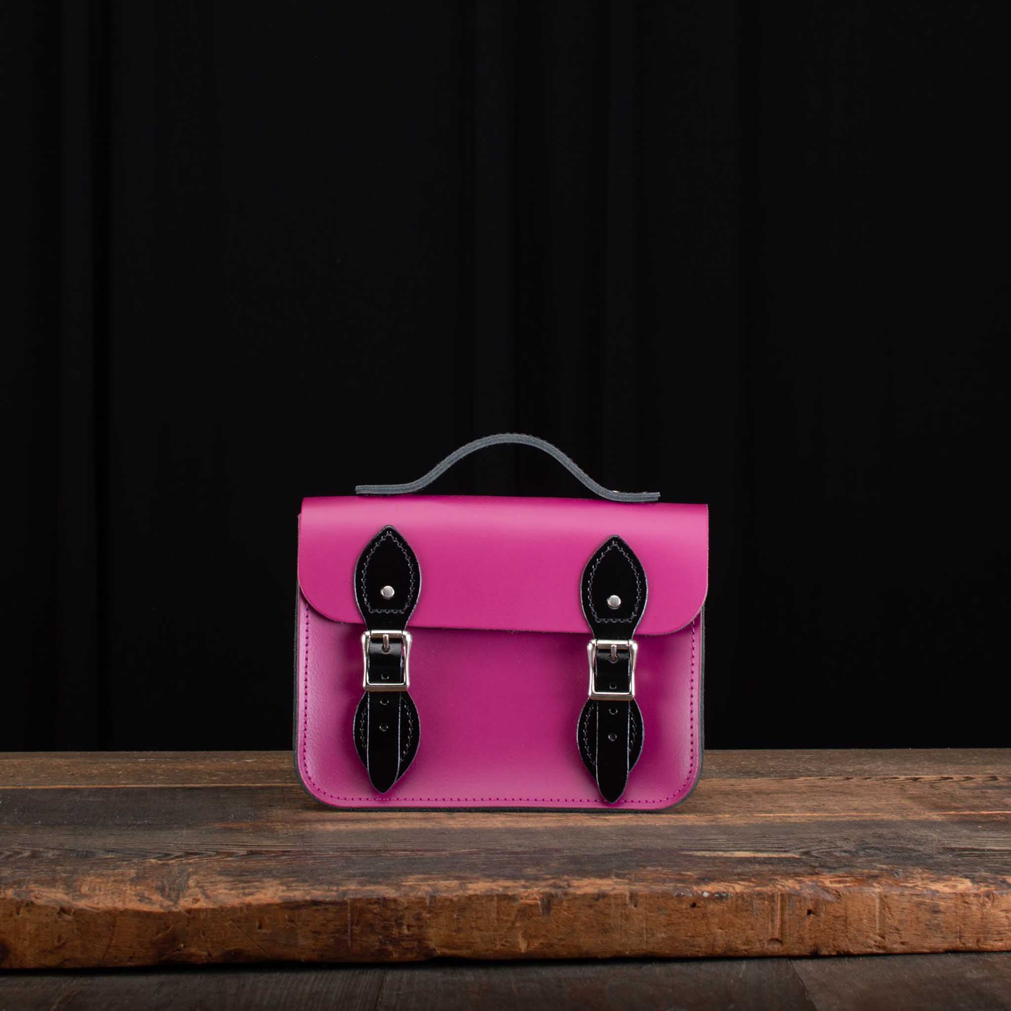 8.5-Inch Festival Satchel in Patent Pitch Black an Boysenberry