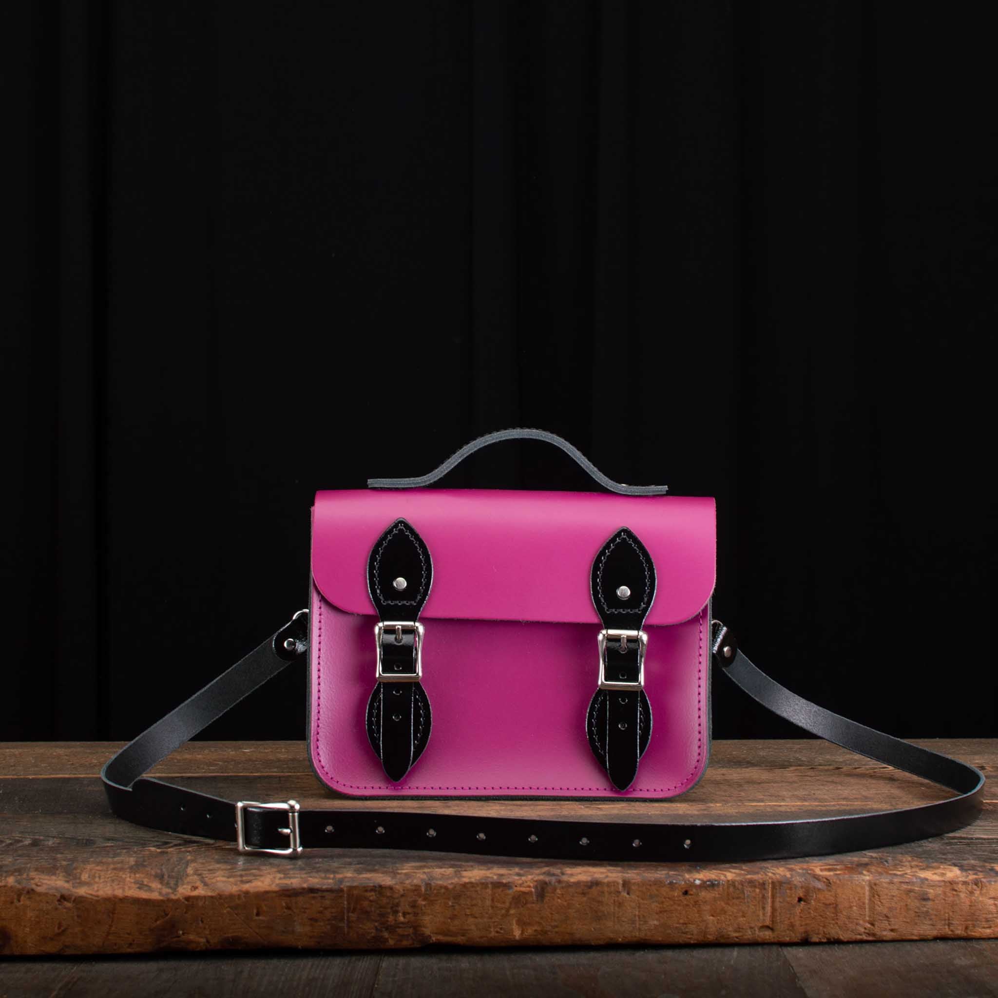 8.5-Inch Festival Satchel in Patent Pitch Black an Boysenberry