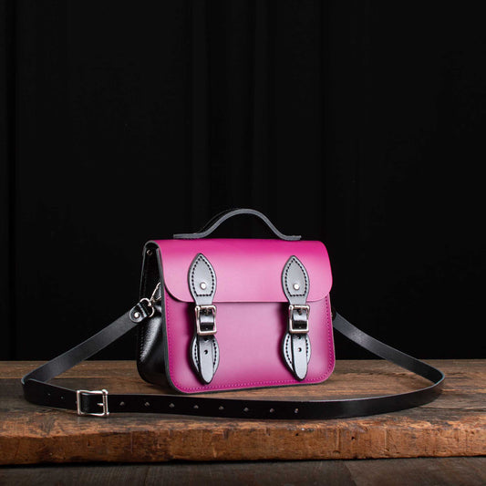 8.5-Inch Festival Satchel in Patent Pitch Black an Boysenberry